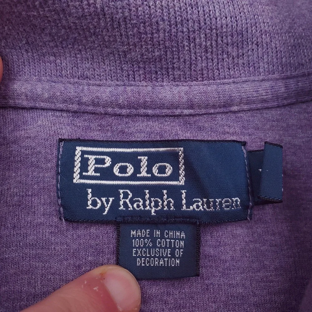 Polo Ralph Lauren Sweater Mens XXL Purple Quarter Zip Pullover Orange Small Pony